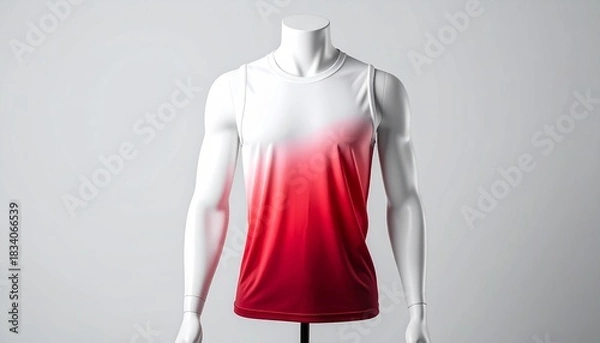 Fototapeta Stylish red gradient tank top displayed on a modern mannequin, perfect for athletic wear designs and summer fashion promotions, a vibrant apparel choice
