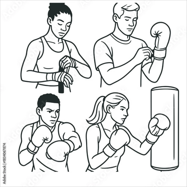 Obraz Boxers Training and Preparing for a Fight