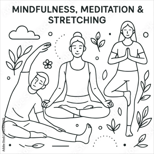 Obraz Mindfulness, Meditation, and Stretching Exercises