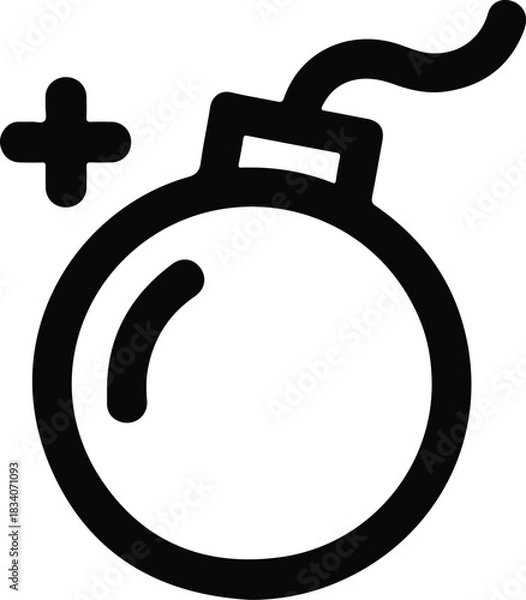 Fototapeta Black Bomb Icon With Plus Symbol danger explosion 1
