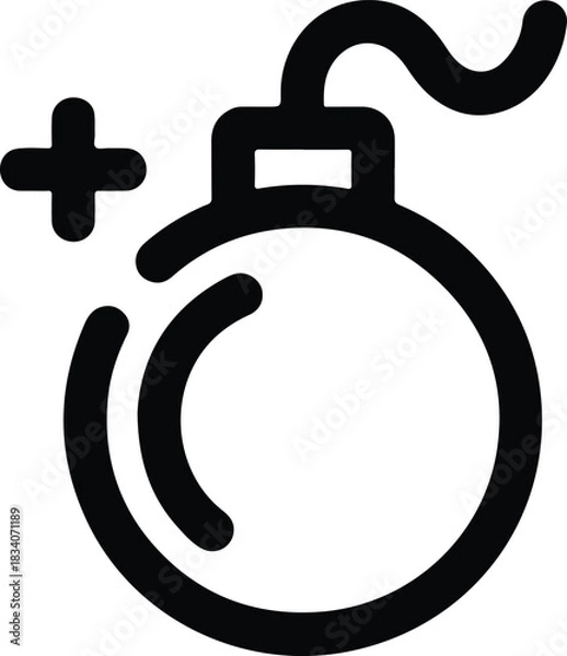 Fototapeta Black Bomb Icon with Plus Symbol danger explosion