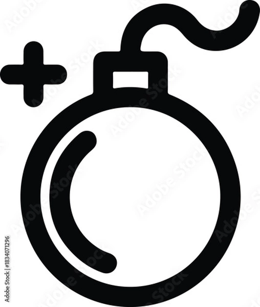 Fototapeta Black Bomb Icon with Plus Symbol explosion danger