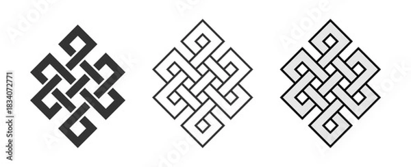 Fototapeta Srivatsa, Samsara and Shunyata Symbol. Intercultural Eternal Knot Design. Spiritual, Buddhist, Hindu, meditation concepts. Represents the endless cycle of life, interconnection, and eternal wisdom. 