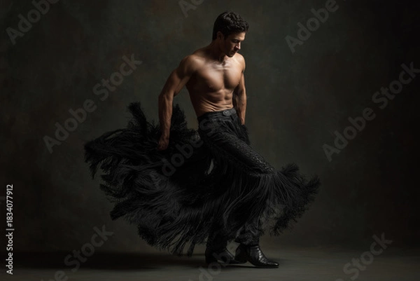 Obraz Stunning male flamenco dancer in dark background 