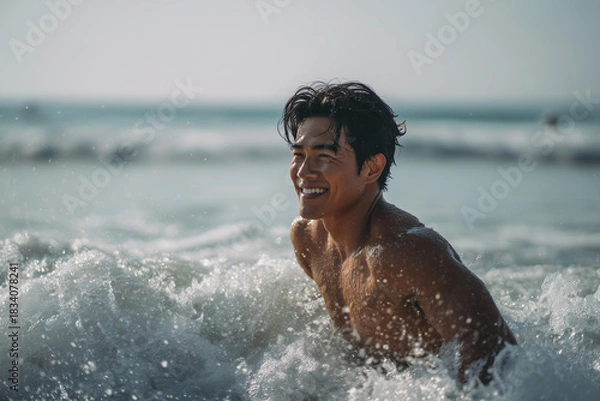 Obraz Asian man at the beach 