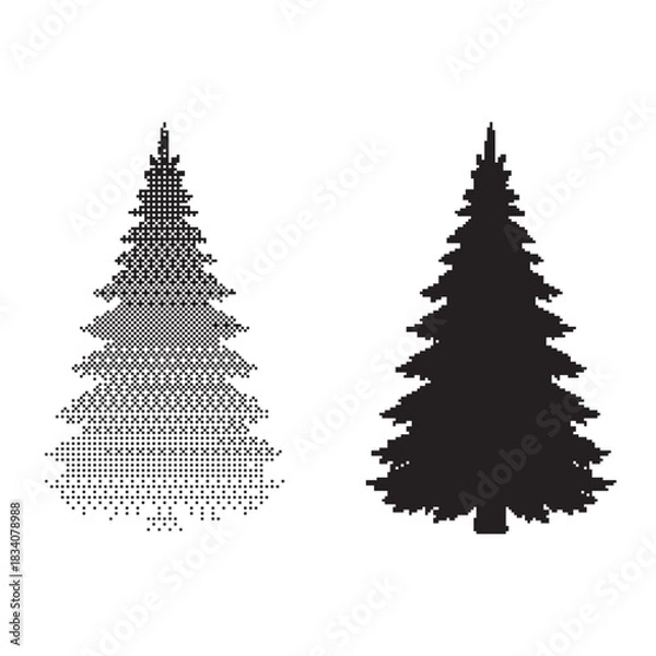 Fototapeta Classic Christmas trees in pixelated style, perfect for festive holiday designs and retro winter season promotions with a nostalgic touch for joyful celebration