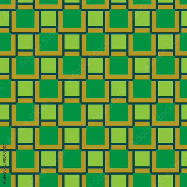 Fototapeta Squares in green tones seamless pattern