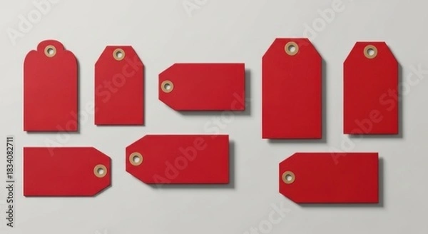 Obraz Set of red paper price tags for business sale note design template