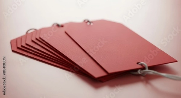 Obraz Black leather wallet and red gift box with a price tag on a white background