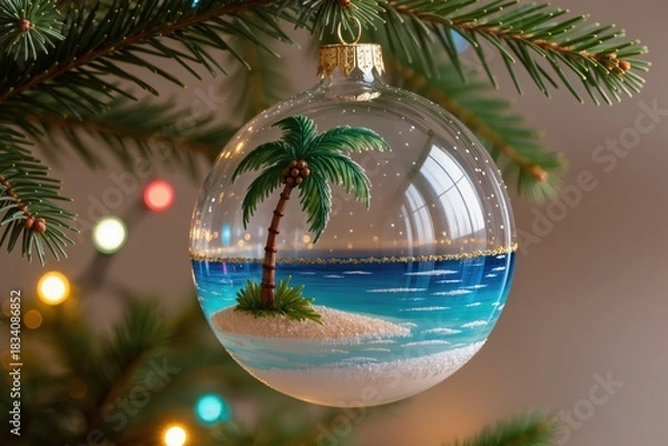 Obraz Celebratory red frame featuring snowflake edges and ornaments