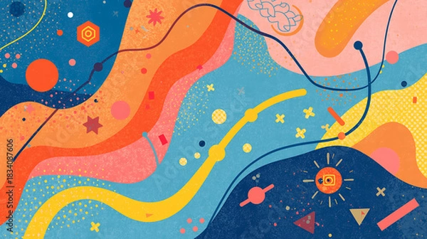 Fototapeta Vibrant abstract shapes pattern design backdrop