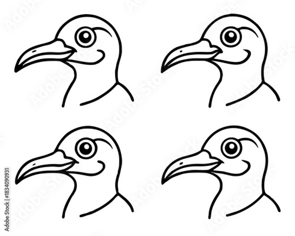 Obraz Four identical cartoon bird heads in a grid pattern