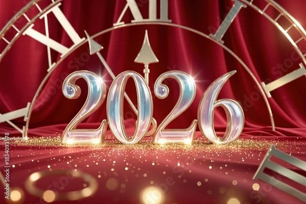 Obraz Elegant countdown setup featuring large Roman numerals and shimmering dust