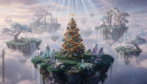 Obraz Christmas Tree on Enchanted Sky Islands

