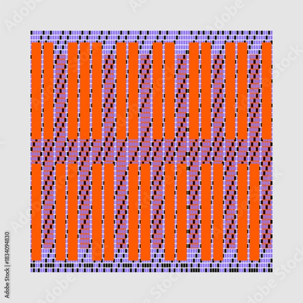Obraz Abstract Data Stream Pattern with Colorful shapes, Geometric Grid with Repeating Color Blocks