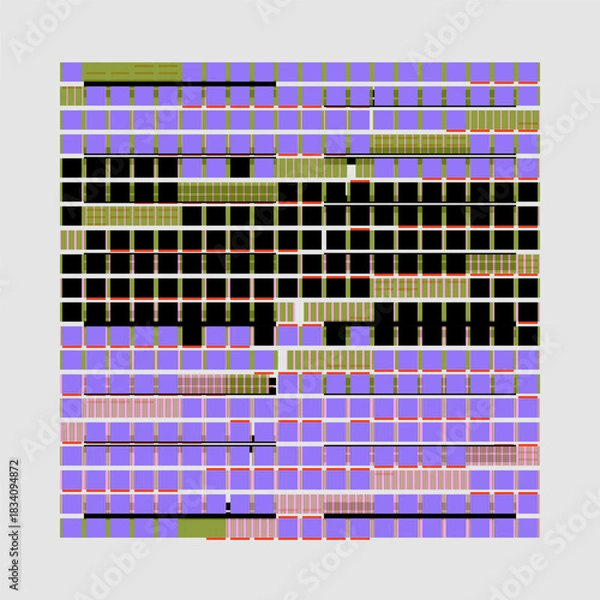 Obraz Abstract Data Stream Pattern with Colorful shapes, Geometric Grid with Repeating Color Blocks