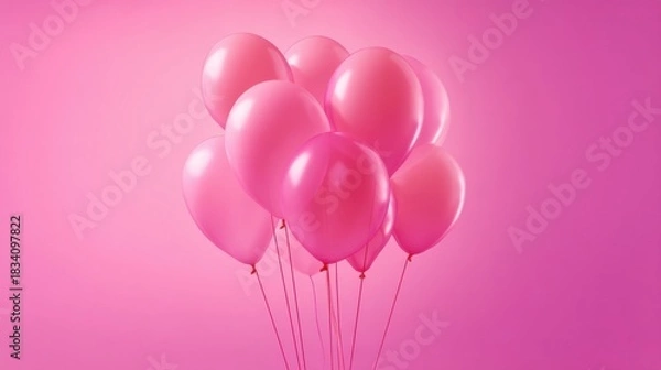 Obraz A group of pink balloons floating in a smoky misty background creates a dreamy atmosphere,