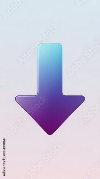 Obraz Modern Gradient 3D Down Arrow Icon - Download, Directional UI Element