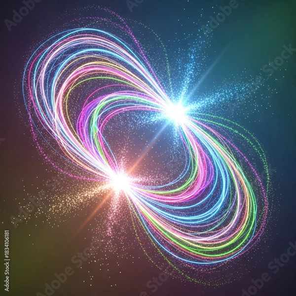 Obraz 무한히 회전하는 실루엣의 교차점에서 발광이 일어나는 모습