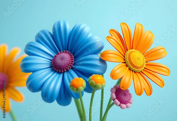 Obraz Bright spring daisy garden isolated on transparent background