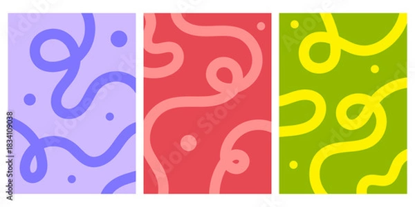 Obraz Texture Set, abstract line patterns. Suitable for packaging or cover design.