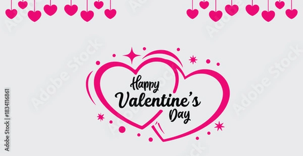 Fototapeta Happy Valentine’s Day Double Heart Design, vector illustration