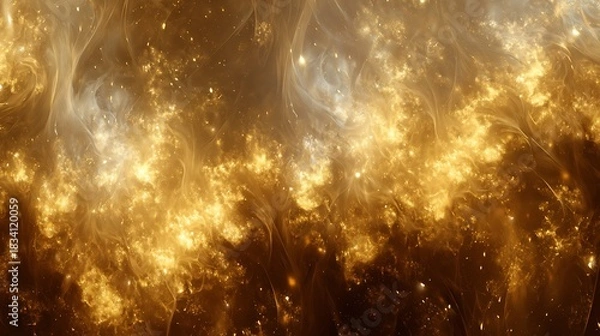 Fototapeta Abstract golden bokeh lights and sparkles background with warm glowing effect