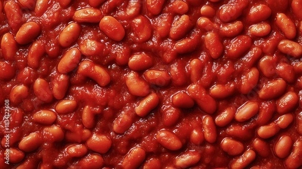 Obraz Full Frame Texture of Red Baked Beans in Thick Tomato Sauce