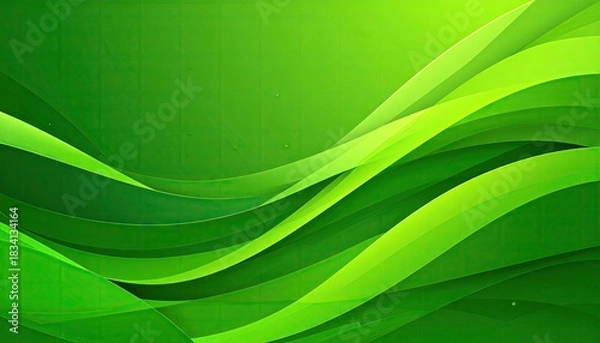Fototapeta Abstract Green Waves Flowing Organic Shapes Dynamic Digital Background.