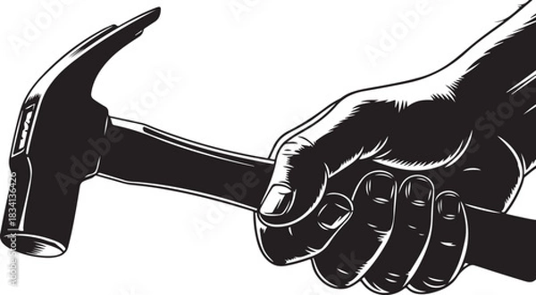 Fototapeta Hand Holding a Claw Hammer on White Background tool