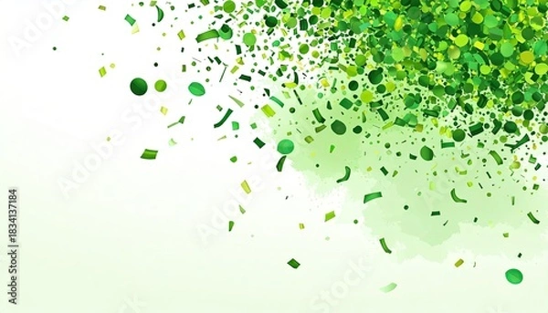 Fototapeta Abstract Green Confetti Explosion on White Background.