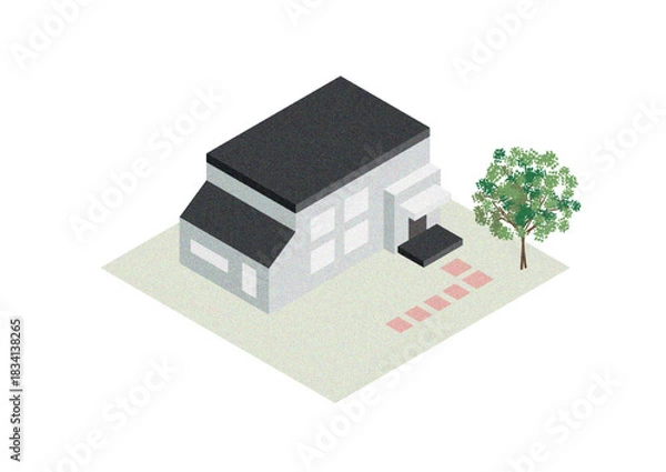 Fototapeta 広い一軒家のアイソメトリックイラスト
