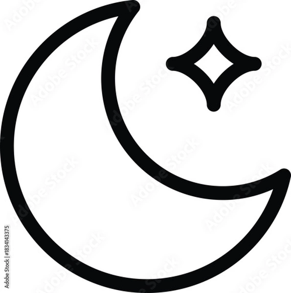 Obraz A crescent moon and star icon