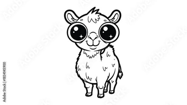 Fototapeta Cute Camel: An adorable, wide-eyed camel illustration, radiating charm and playfulness, set against a clean, uncluttered background. 