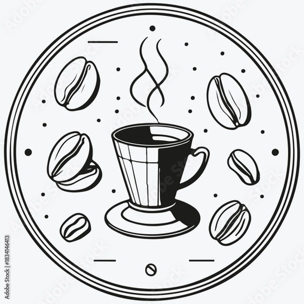 Fototapeta Minimalist cafe badges sketch illustration vector