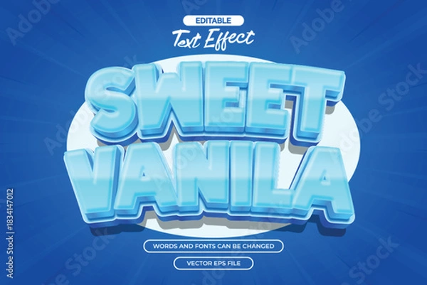 Obraz Sweet vanila editable text effect with 3d blue cartoon text style