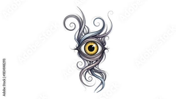 Fototapeta Mystical Eye Illustration: An eye symbol, exuding a sense of mystery and depth, intricately drawn with swirling details, capturing the essence of observation and insight.