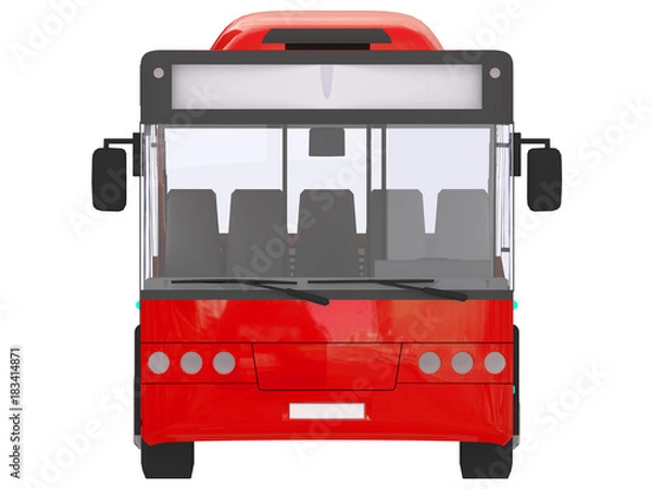Fototapeta red City Bus urban Isolated on a white background transmilenio 3D rendering