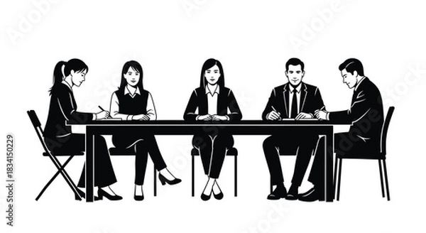 Fototapeta Business meeting teamwork collaboration discussion conference vector