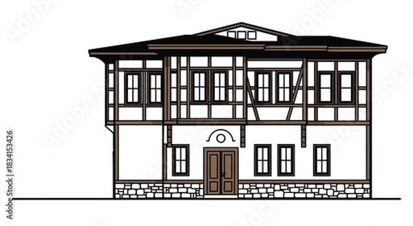 Fototapeta Find vector image illustration of traditional house architecture