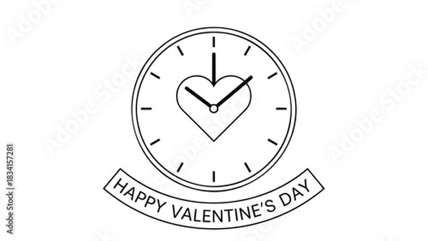 Fototapeta Happy valentines day clock with heart symbol and time ticking away