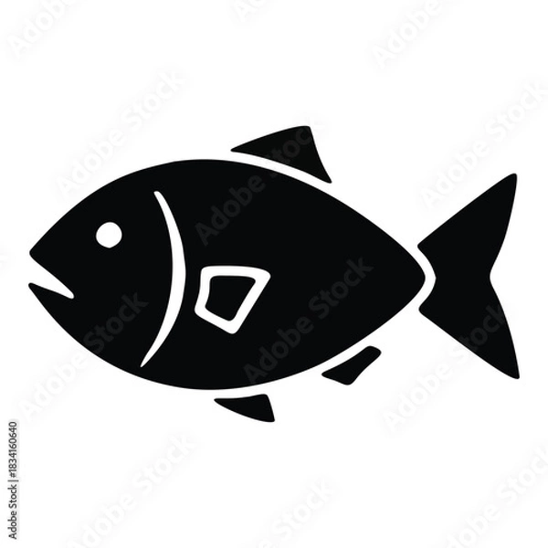Obraz Black silhouette icon of a fish, simple, clean and versatile