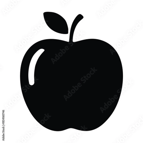 Obraz Simple Black Apple Icon Healthy Fruit Design for Various Applications
