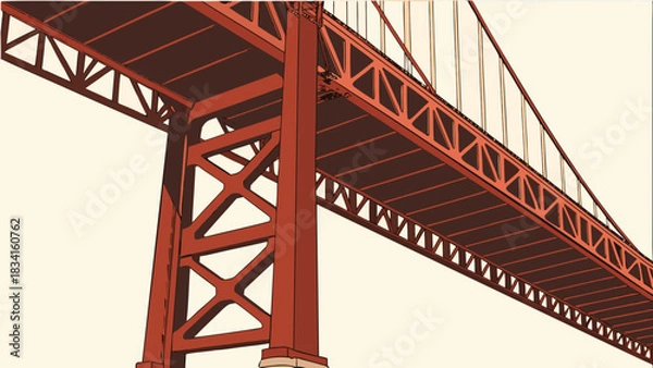 Fototapeta Golden gate bridge shines brightly in this architectural view, symbolizing san franciscos iconic span. Suitable for travel websites and magazines.