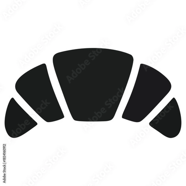 Obraz Minimalist black croissant icon, a simple graphic symbol of bakery and breakfast food