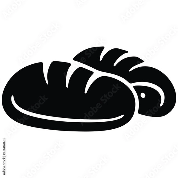 Obraz Black Silhouette of Two Loaves of Bread, Food Icon