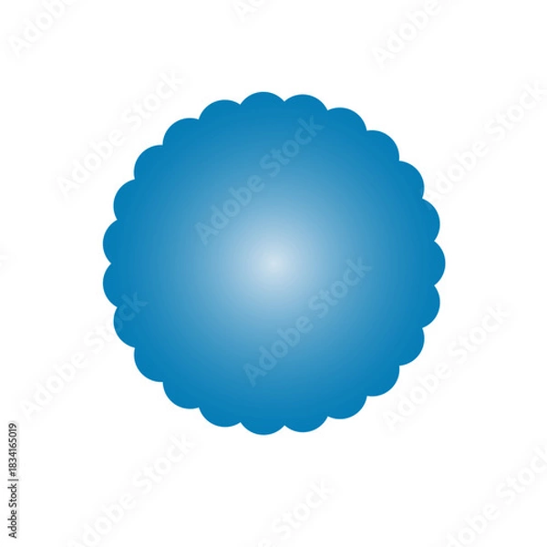Obraz Blue Gradient Scalloped Circle Frame - Modern Clip Art, Cloudy Edge, Abstract Badge