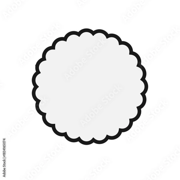 Obraz Scalloped Circle Outline Border - Minimal Clip Art, Blank Label, Isolated Icon