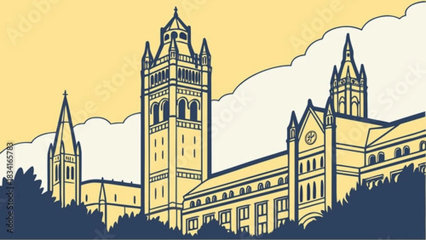 Fototapeta Washington dc skyline and university of glasgow architecture blend with towers symbolizing authority and suitable for educational designs.