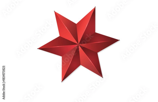 Fototapeta Red Geometric Three-Dimensional Christmas Star Vector Ornament and Decoration